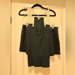 Nicole Miller Black and Cream Lace Pajama Set